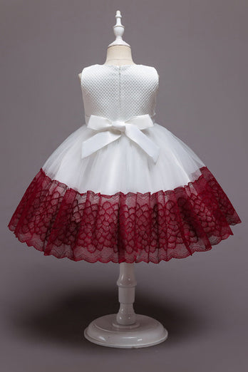 Różowa Tiulowa Sukienki Dla Dziewczynek Bez Rękawów Z Kokardą