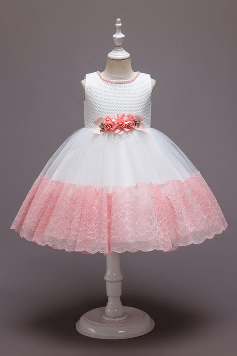 Załaduj obraz do przeglądarki galerii, Różowa Tiulowa Sukienki Dla Dziewczynek Bez Rękawów Z Kokardą
