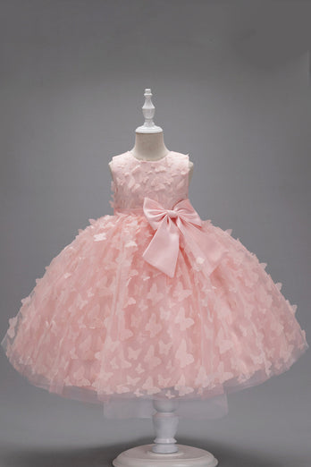 Szampan Sukienka Balowa Dla Dziewczynki z Kokardą