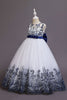 Załaduj obraz do przeglądarki galerii, Granatowa Sukienka Balowa Dla Dziewczynki Bez Rękawów