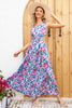 Załaduj obraz do przeglądarki galerii, Kwiatowy Nadruk Fioletowa Midi Sukienki Na Co Dzień