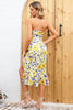 Załaduj obraz do przeglądarki galerii, Dekolt Halter Żółta Kwiatowy Nadruk Sukienki Letnie