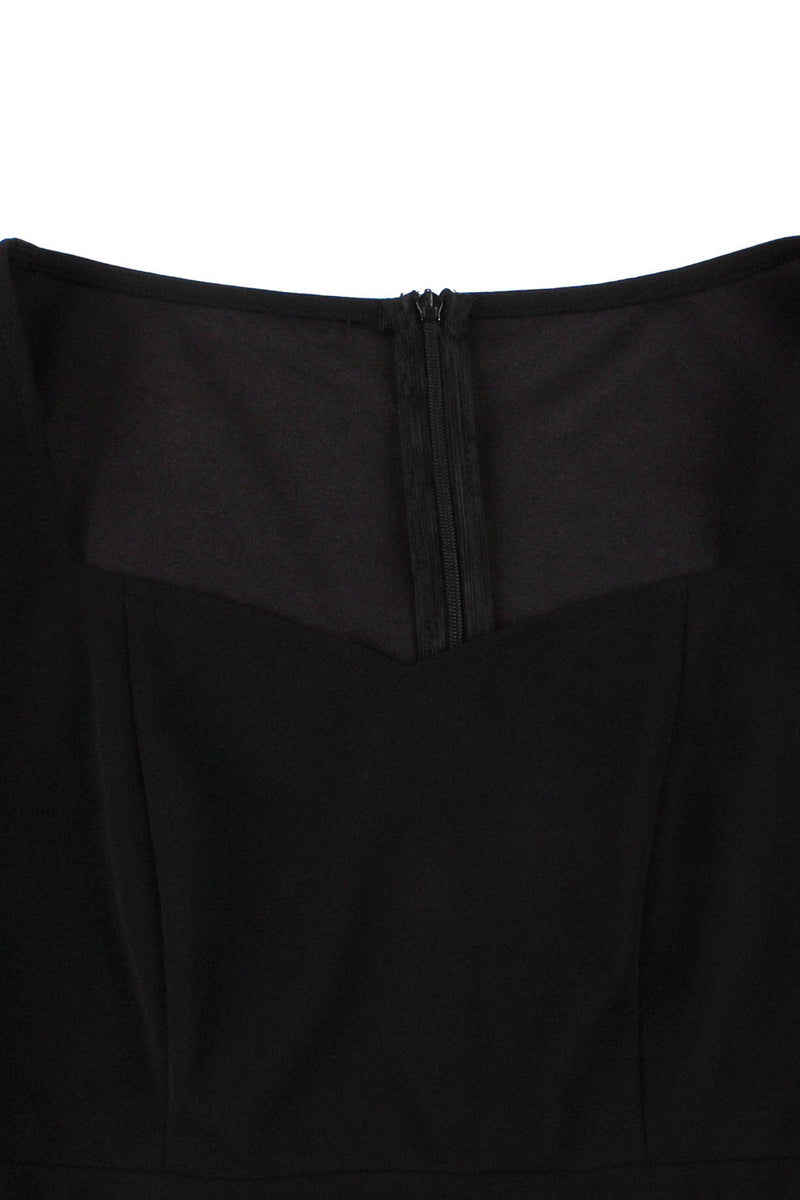 Załaduj obraz do przeglądarki galerii, Czarna Sukienka Retro Lata 50 z Krótki Rękaw