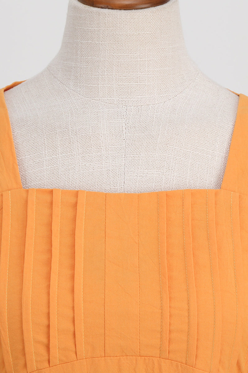 Załaduj obraz do przeglądarki galerii, Pomarańczowa Kwadratowy Dekolt Sukienki Vintage z Krótki Rękaw
