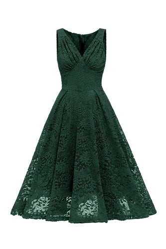 Gark Green A-line Koronkowa sukienka bez rękawów