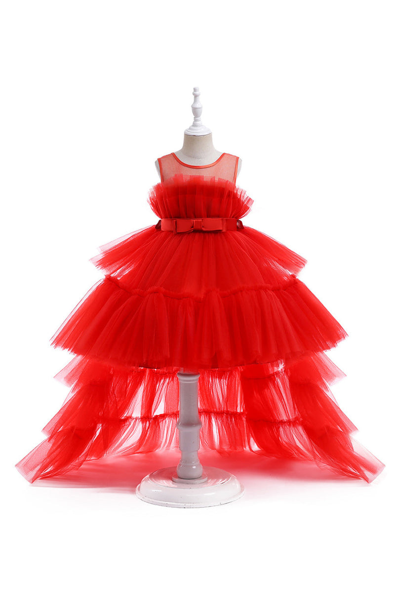Załaduj obraz do przeglądarki galerii, Linia Zdejmowana Gorąca Różowa Sukienka Dziewczęca