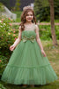 Załaduj obraz do przeglądarki galerii, Tiulowa Zielone Bez Rękawów Sukienki Dla Dziewczynek na Wesele