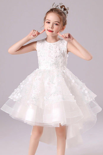 Biała Sukienki Dla Dziewczynek na Wesele z kokardą