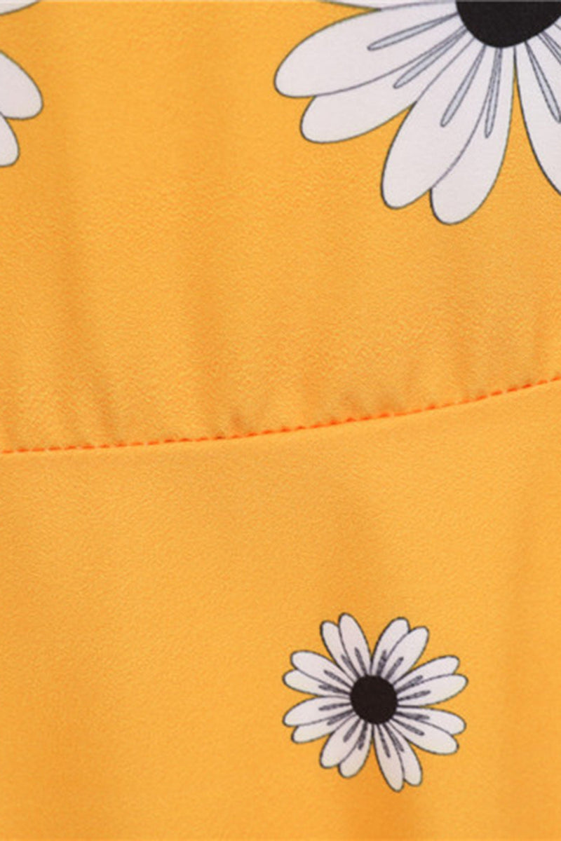 Załaduj obraz do przeglądarki galerii, Bez rękawów Żółta sukienka z nadrukiem 1950s