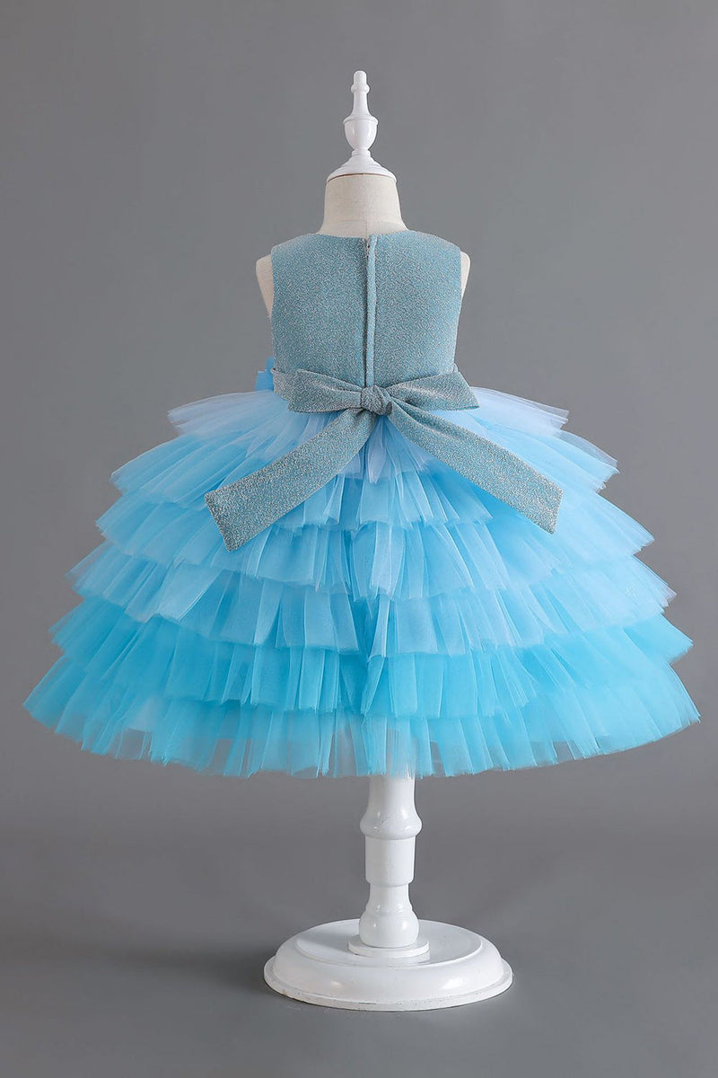 Załaduj obraz do przeglądarki galerii, Królewska Niebieska Bez Rękawów Sukienki Dla Dziewczynek z Kwiatami 3D