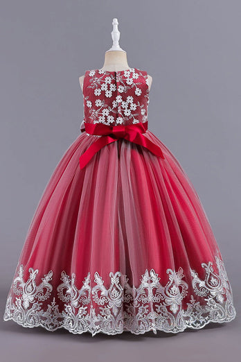 Różowe Bez Rękawów Okrągłe Dekolty Sukienki Dla Dziewczynek z Kokarda