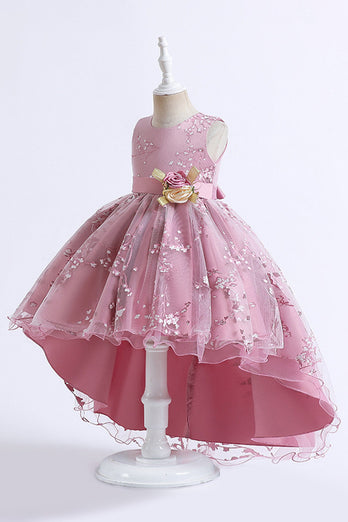 Różowa Sukienki Dla Dziewczynek z Kokarda