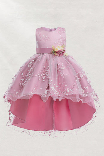 Różowa Sukienki Dla Dziewczynek z Kokarda