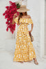 Załaduj obraz do przeglądarki galerii, Żółta Nadruk Z Ramion Długa Letnia Sukienka