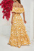 Załaduj obraz do przeglądarki galerii, Żółta Nadruk Z Ramion Długa Letnia Sukienka
