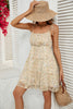 Załaduj obraz do przeglądarki galerii, Morelowe paski spaghetti z nadrukiem Krótka letnia sukienka