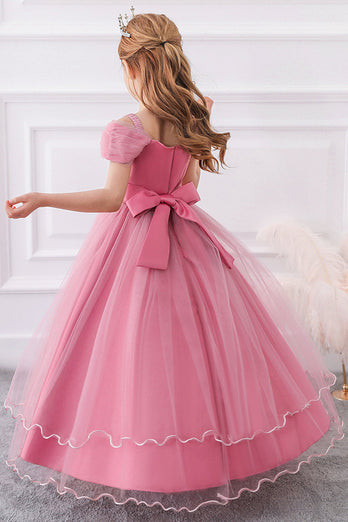 A-Line Beaded Blush Sukienki dziewczęce z aplikacjami