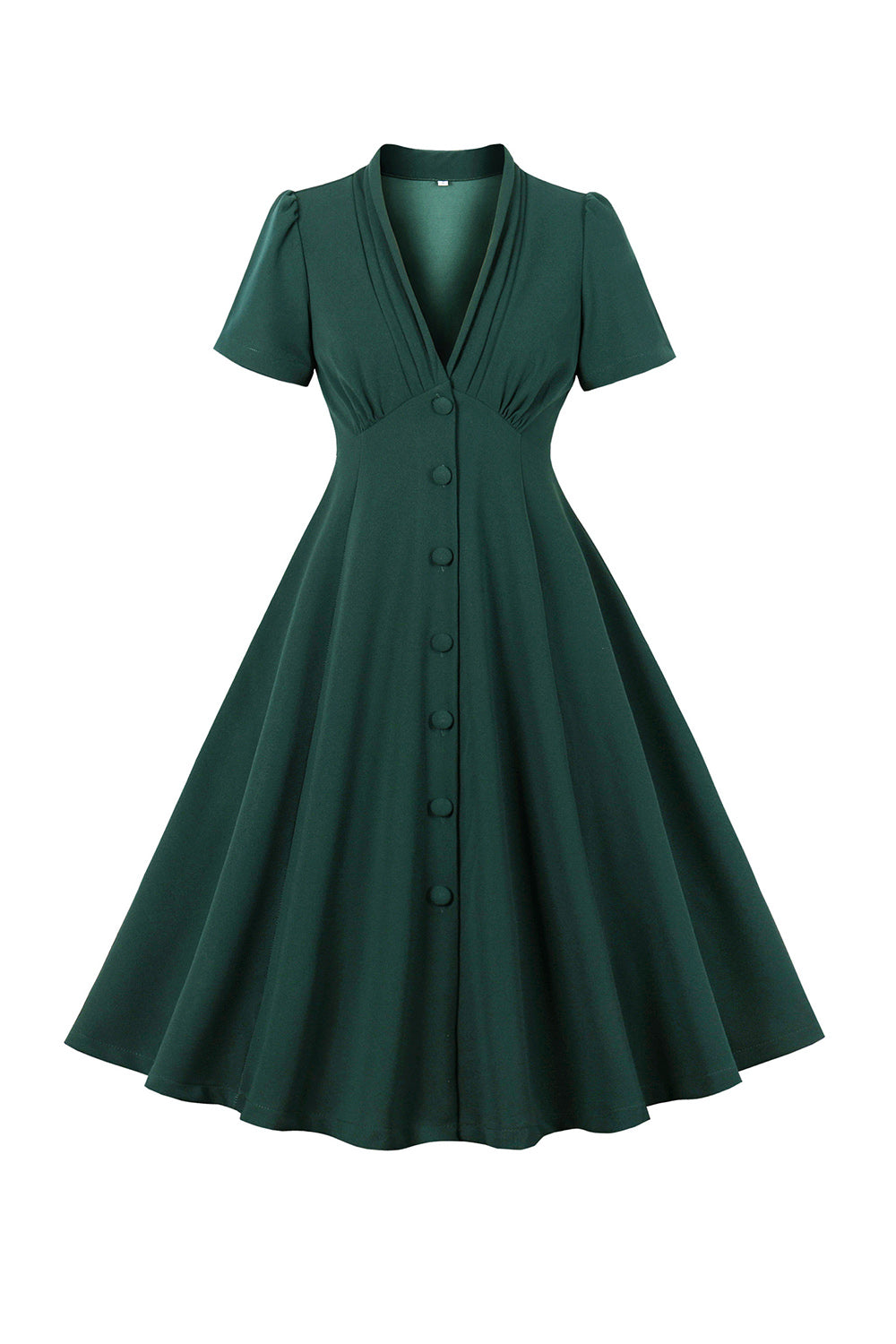 Zielona Sukienka Z Głębokim Dekoltem W Serek 1950s Z Krótkim Rękawem