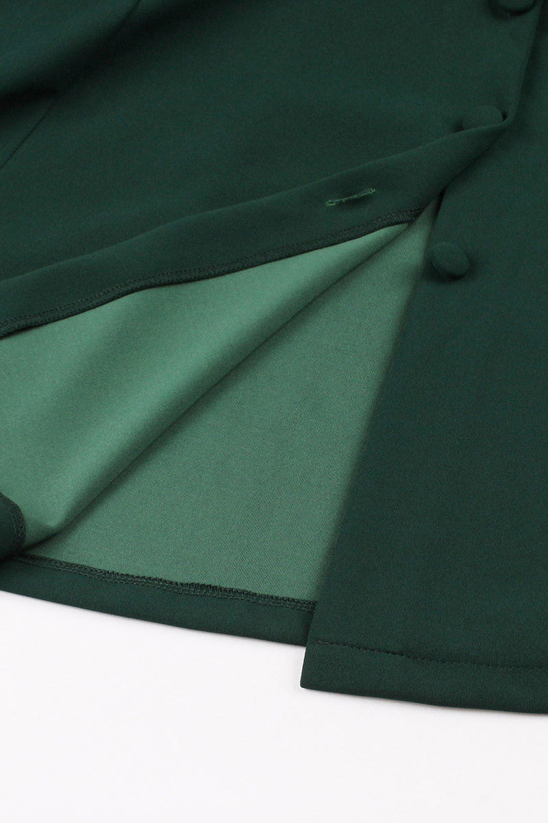 Załaduj obraz do przeglądarki galerii, Zielona Sukienka Z Głębokim Dekoltem W Serek 1950s Z Krótkim Rękawem