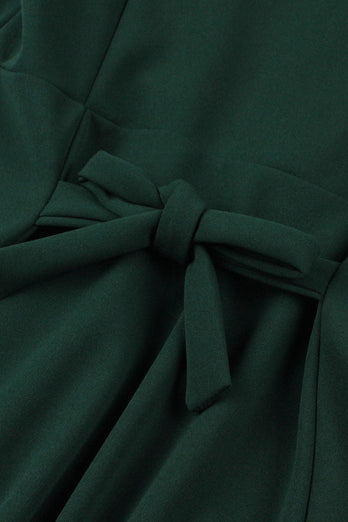 Zielona Sukienka Z Głębokim Dekoltem W Serek 1950s Z Krótkim Rękawem