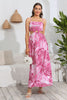 Załaduj obraz do przeglądarki galerii, Różowa Letnia Sukienka Z Nadrukiem Liści Palmowych