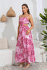 Załaduj obraz do przeglądarki galerii, Różowa Letnia Sukienka Z Nadrukiem Liści Palmowych
