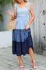 Załaduj obraz do przeglądarki galerii, Niebieska Letnia Sukienka Midi Line Z Plisami