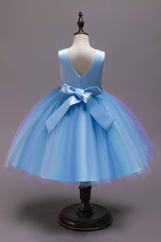 Linia Blue Bowknot Girls sukienki z aplikacjami