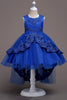Załaduj obraz do przeglądarki galerii, Ciemnoniebieskie High Low Appliques Sukienki dla dziewczynek