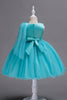 Załaduj obraz do przeglądarki galerii, Blue A Line Bowknot Girls Party Sukienki z kwiatami 3D