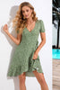 Załaduj obraz do przeglądarki galerii, Zielona Dekolt V Sukienki Letnie Z Nadrukiem Z Krótkim Rękawem