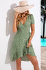Załaduj obraz do przeglądarki galerii, Zielona Dekolt V Sukienki Letnie Z Nadrukiem Z Krótkim Rękawem