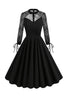 Załaduj obraz do przeglądarki galerii, Czarna Koronkowa Sukienka Z Długim Rękawem W Stylu Vintage