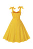 Załaduj obraz do przeglądarki galerii, Żółte Groszki Bez Rękawów Cienkich Ramiączkach Sukienki Vintage