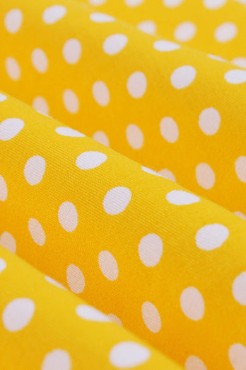 Żółte Groszki Bez Rękawów Cienkich Ramiączkach Sukienki Vintage