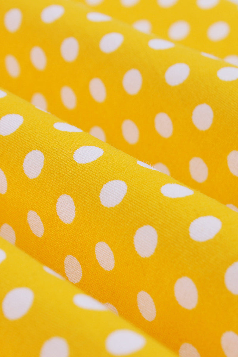Załaduj obraz do przeglądarki galerii, Żółte Groszki Bez Rękawów Cienkich Ramiączkach Sukienki Vintage