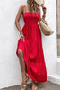 Załaduj obraz do przeglądarki galerii, Cienkich Ramiączkach Czerwona Sukienki Letnie z Odkrytymi Plecami