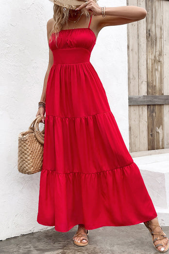 Cienkich Ramiączkach Czerwona Sukienki Letnie z Odkrytymi Plecami