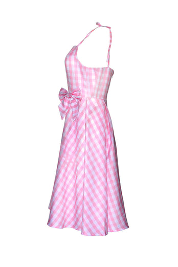 Cienkich Ramiączkach Różowa Sukienka W Stylu Lat 50 z Kokarda