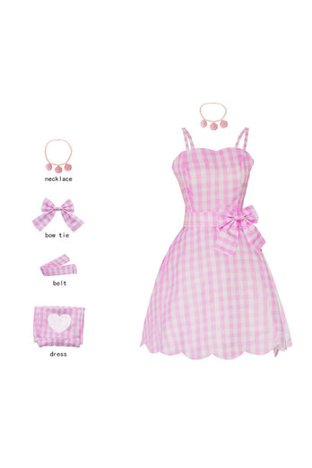 Różowa Cienkich Ramiączkach Sukienka Retro Lata 50