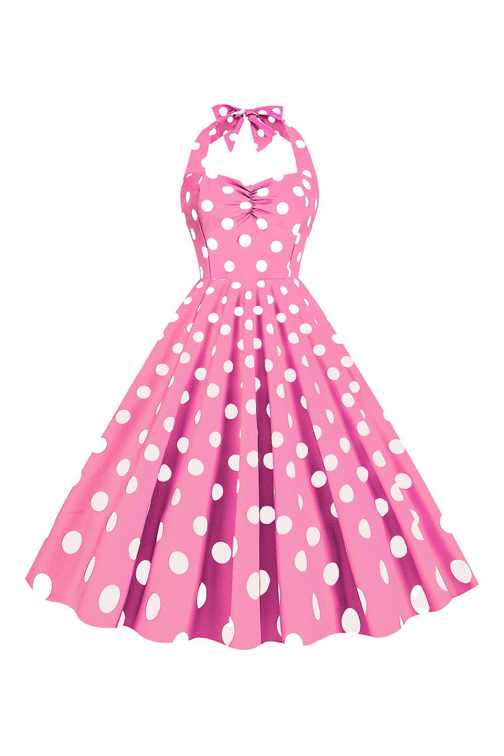 Różowe Groszki Pin Up Sukienka Retro Lata 50