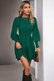 Różowe długie rękawy A Line Casual Dress z marszczeniami
