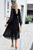 Załaduj obraz do przeglądarki galerii, Czarna A-Line V-Neck Długie rękawy Casual Dress