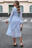 Czarna A-Line V-Neck Długie rękawy Casual Dress