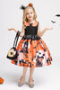 Załaduj obraz do przeglądarki galerii, Pomarańczowa sukienka bez rękawów z nadrukiem Halloween Girl z kokardą
