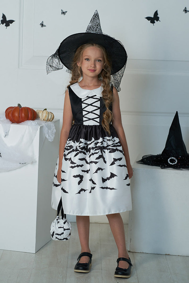 Załaduj obraz do przeglądarki galerii, Czarna sukienka bez rękawów z okrągłym dekoltem z nadrukiem Halloween Girl