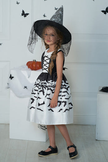 Czarna sukienka bez rękawów z okrągłym dekoltem z nadrukiem Halloween Girl