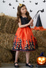 Załaduj obraz do przeglądarki galerii, Pomarańczowa drukowana linia bez rękawów Halloween Girl Dress With Bow