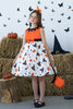 Załaduj obraz do przeglądarki galerii, Pomarańczowa okrągła sukienka z okrągłym dekoltem z kokardą