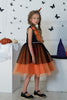 Załaduj obraz do przeglądarki galerii, Pomarańczowy okrągły dekolt Kwiat Tiul Halloween Girl Sukienka